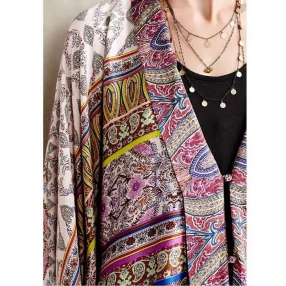 Anthro | Anthropologie Kas New York Bahia Satin Kimono | jacket | shawl